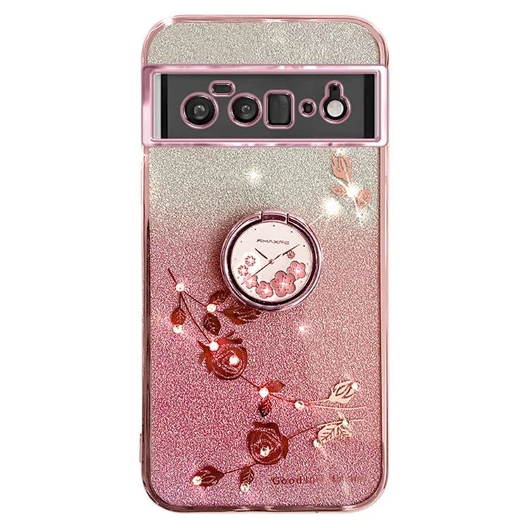 KADEM For Google Pixel 6 Pro 5G Case Flower Pattern TPU Phone Cover with Kickstand