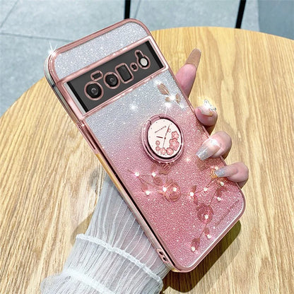 KADEM For Google Pixel 6 Pro 5G Case Flower Pattern TPU Phone Cover with Kickstand