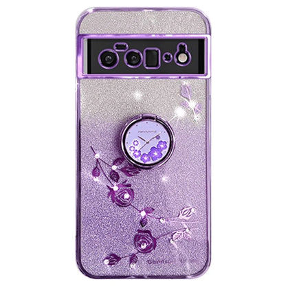 KADEM For Google Pixel 6 Pro 5G Case Flower Pattern TPU Phone Cover with Kickstand