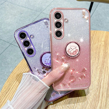 KADEM For Samsung Galaxy A05s 4G TPU Case Rhinestone Flower Phone Kickstand Cover