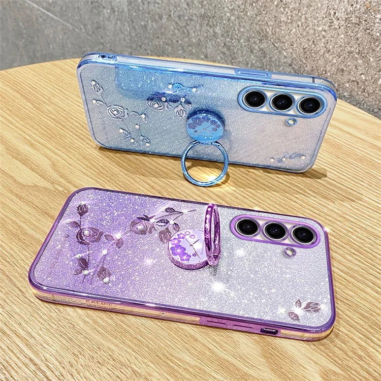 KADEM For Samsung Galaxy A05s 4G TPU Case Rhinestone Flower Phone Kickstand Cover