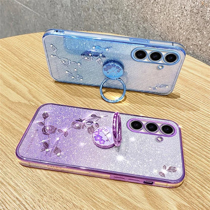 KADEM For Samsung Galaxy A05s 4G TPU Case Rhinestone Flower Phone Kickstand Cover