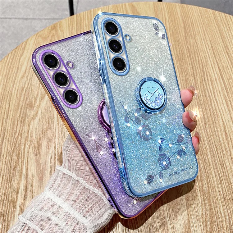KADEM For Samsung Galaxy A05s 4G TPU Case Rhinestone Flower Phone Kickstand Cover