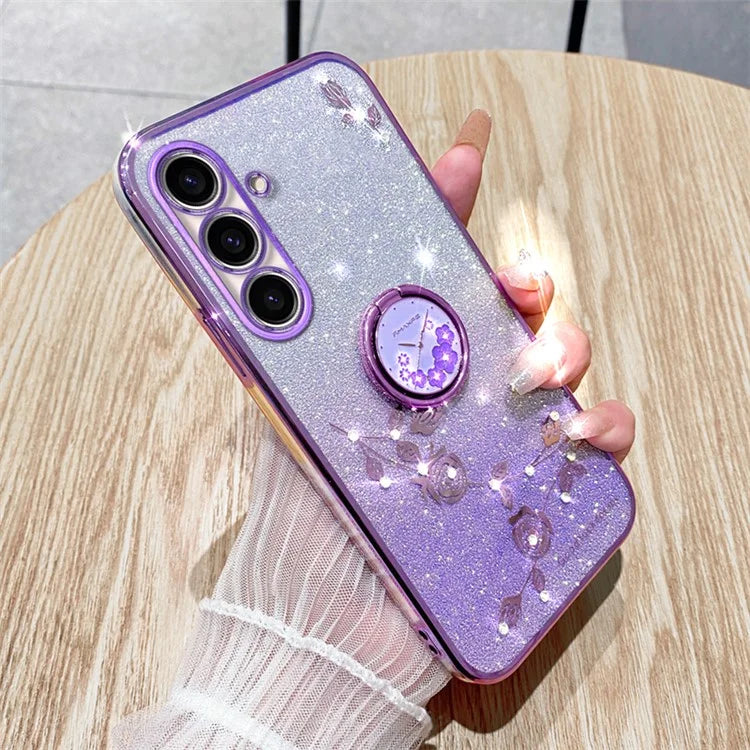 KADEM For Samsung Galaxy A05s 4G TPU Case Rhinestone Flower Phone Kickstand Cover