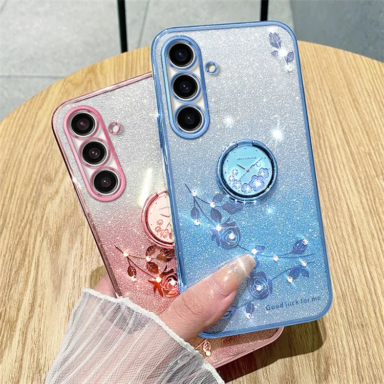 KADEM For Samsung Galaxy A05s 4G TPU Case Rhinestone Flower Phone Kickstand Cover