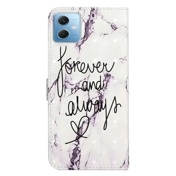 For Xiaomi Redmi Note 12 5G (China) / (India)(Global) / Poco X5 5G Case PU Leather 3D Pattern Wallet Cover
