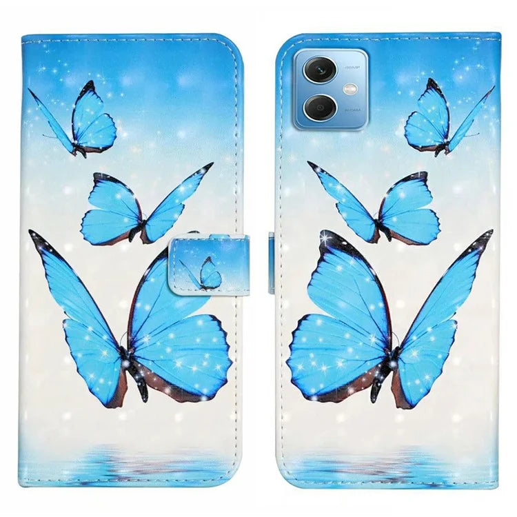 For Xiaomi Redmi Note 12 5G (China) / (India)(Global) / Poco X5 5G Case PU Leather 3D Pattern Wallet Cover