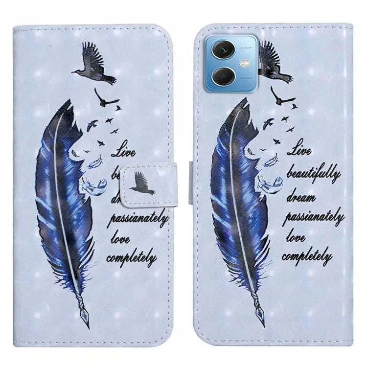 For Xiaomi Redmi Note 12 5G (China) / (India)(Global) / Poco X5 5G Case PU Leather 3D Pattern Wallet Cover