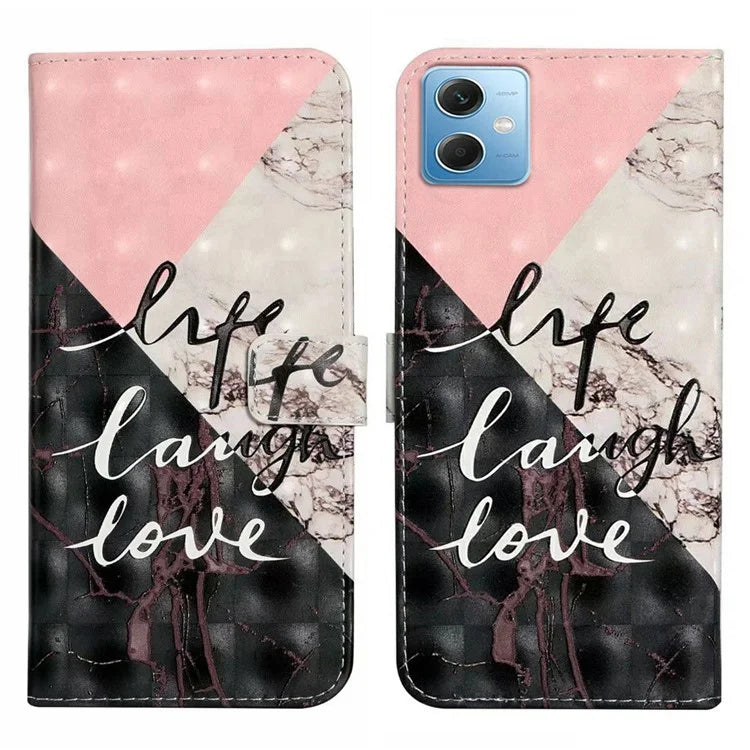 For Xiaomi Redmi Note 12 5G (China) / (India)(Global) / Poco X5 5G Case PU Leather 3D Pattern Wallet Cover