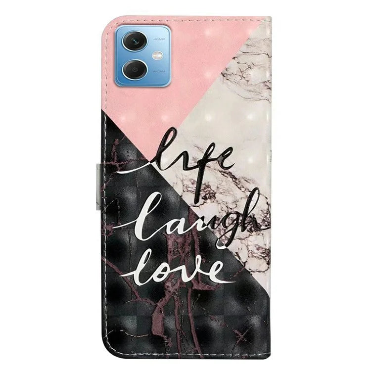 For Xiaomi Redmi Note 12 5G (China) / (India)(Global) / Poco X5 5G Case PU Leather 3D Pattern Wallet Cover