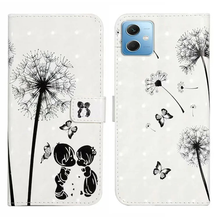 For Xiaomi Redmi Note 12 5G (China) / (India)(Global) / Poco X5 5G Case PU Leather 3D Pattern Wallet Cover
