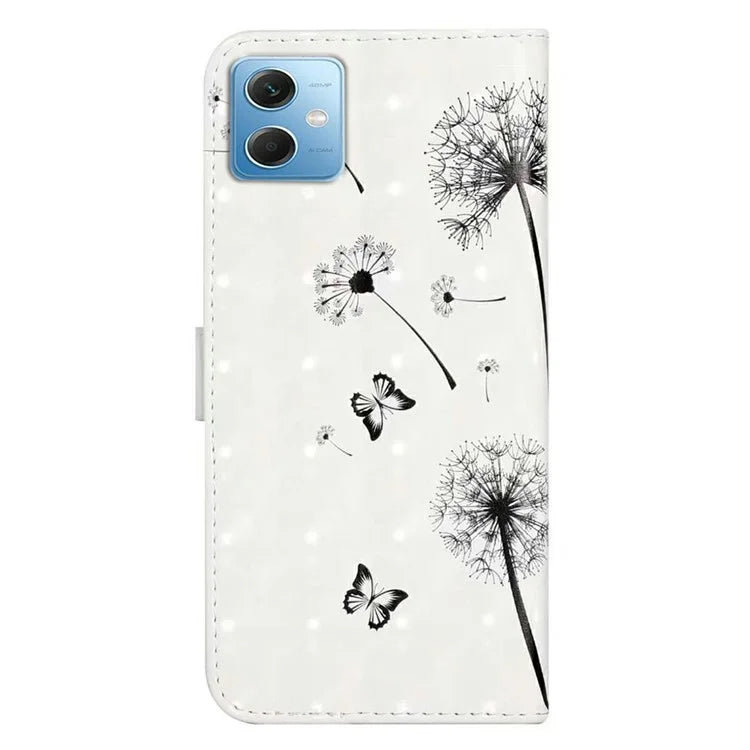 For Xiaomi Redmi Note 12 5G (China) / (India)(Global) / Poco X5 5G Case PU Leather 3D Pattern Wallet Cover
