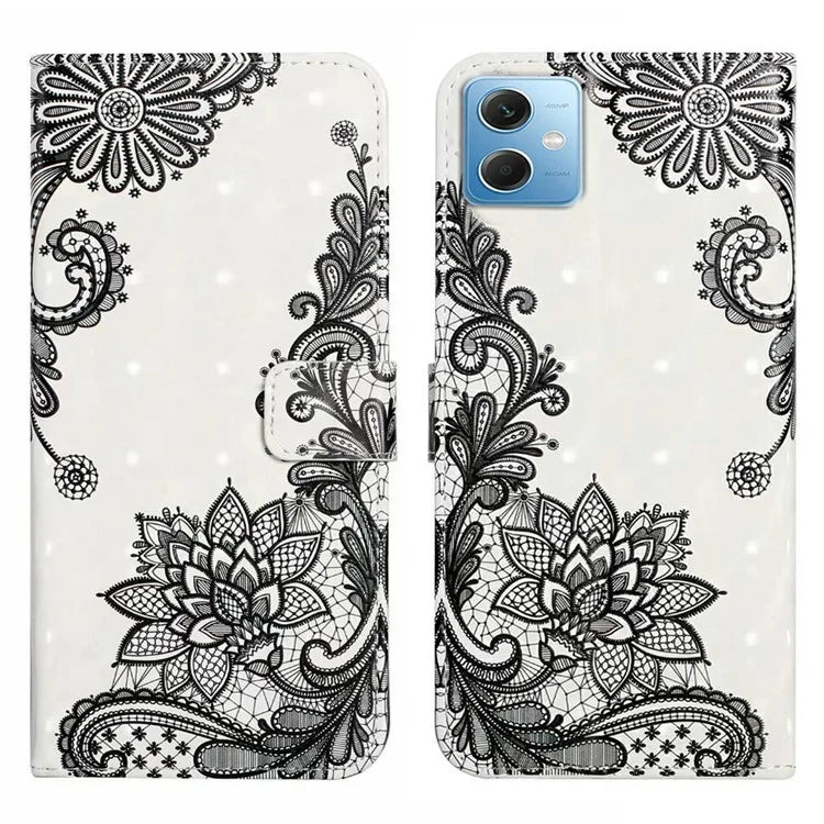 For Xiaomi Redmi Note 12 5G (China) / (India)(Global) / Poco X5 5G Case PU Leather 3D Pattern Wallet Cover
