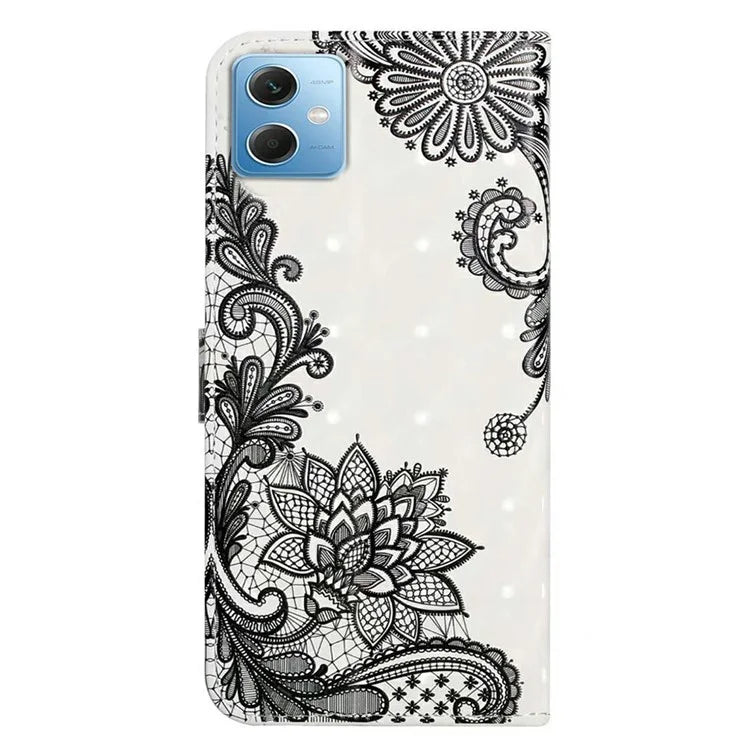 For Xiaomi Redmi Note 12 5G (China) / (India)(Global) / Poco X5 5G Case PU Leather 3D Pattern Wallet Cover