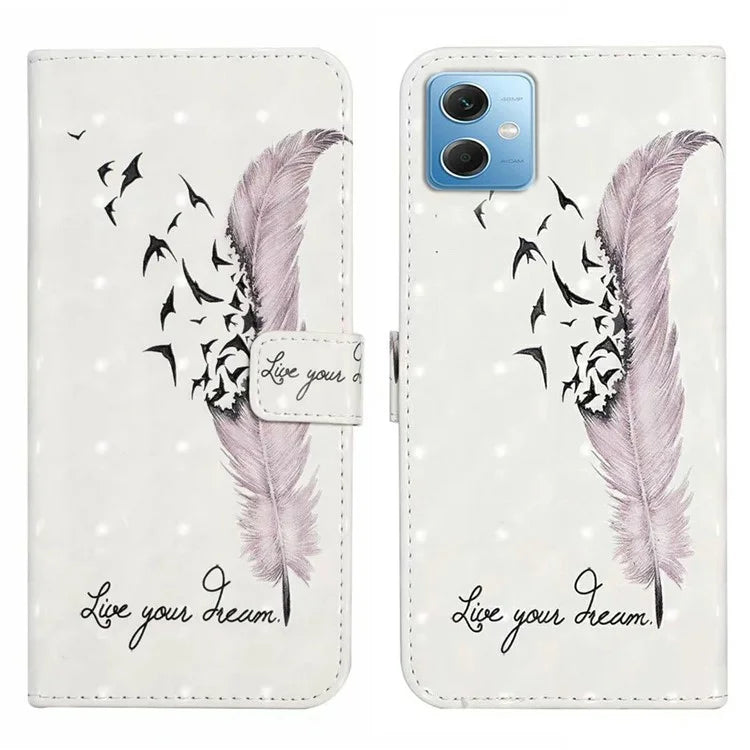For Xiaomi Redmi Note 12 5G (China) / (India)(Global) / Poco X5 5G Case PU Leather 3D Pattern Wallet Cover