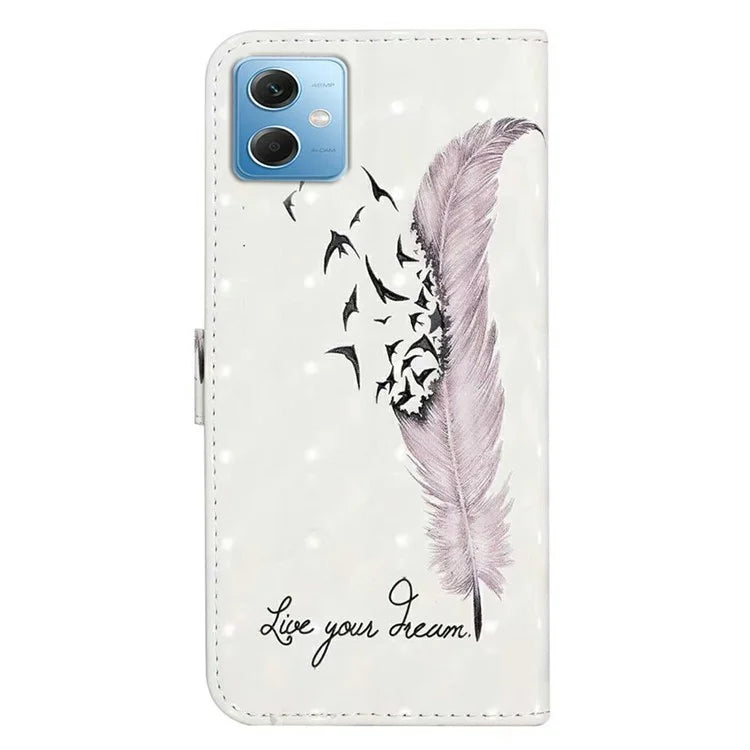 For Xiaomi Redmi Note 12 5G (China) / (India)(Global) / Poco X5 5G Case PU Leather 3D Pattern Wallet Cover