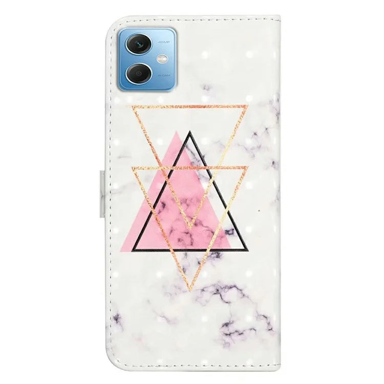 For Xiaomi Redmi Note 12 5G (China) / (India)(Global) / Poco X5 5G Case PU Leather 3D Pattern Wallet Cover