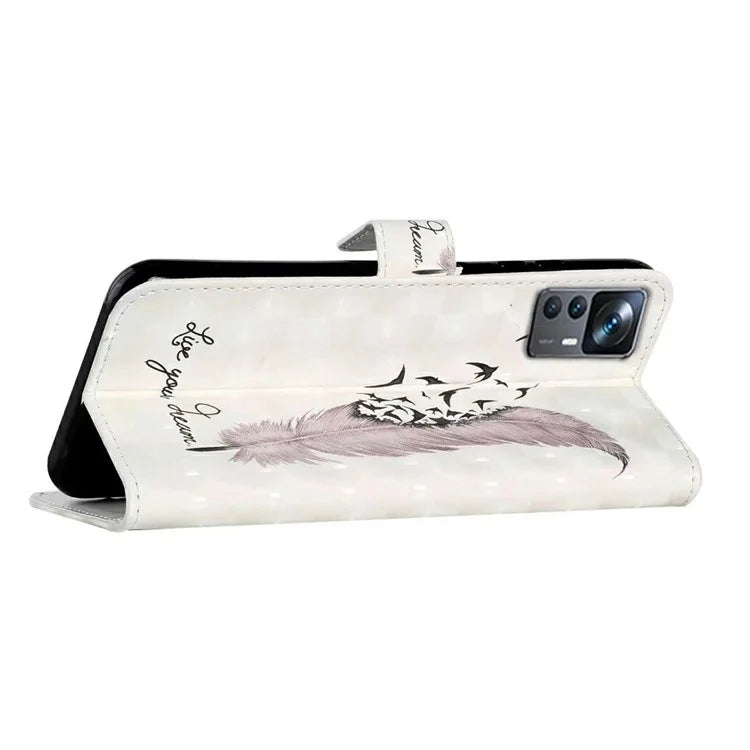 For Xiaomi 12T 5G / 12T Pro 5G / Redmi K50 Ultra Case 3D Pattern PU Leather Flip Phone Cover