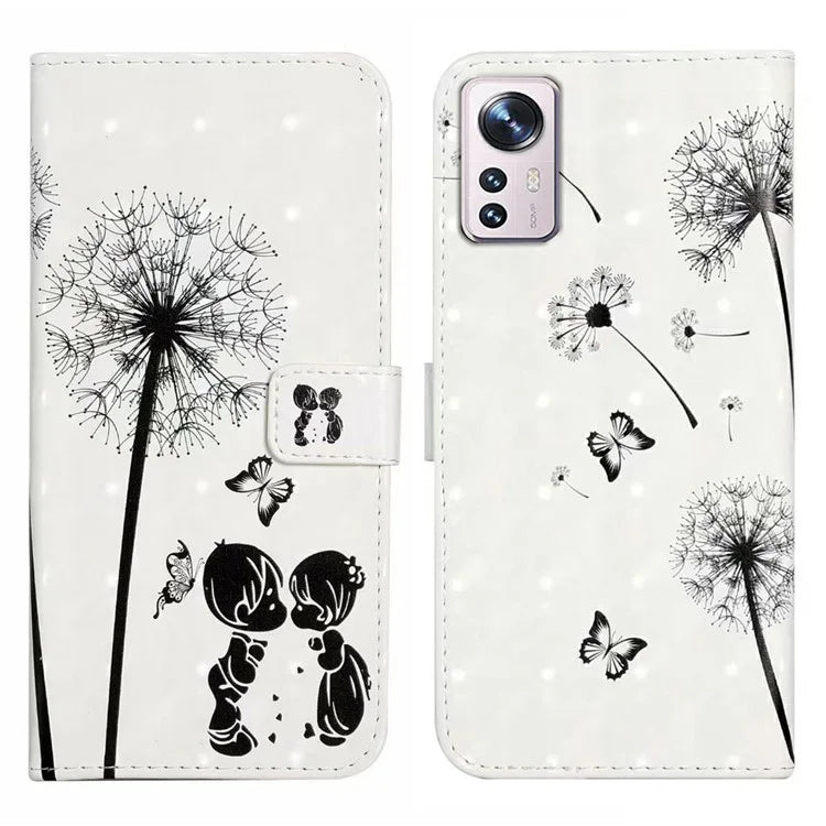 For Xiaomi 12 Pro 5G / 12 Pro (Dimensity) 5G / 12S Pro 5G Case 3D Pattern Magnetic Wallet Phone Cover