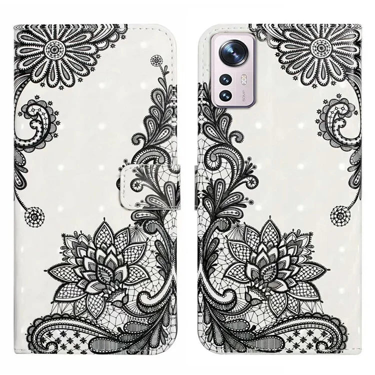 For Xiaomi 12 Pro 5G / 12 Pro (Dimensity) 5G / 12S Pro 5G Case 3D Pattern Magnetic Wallet Phone Cover