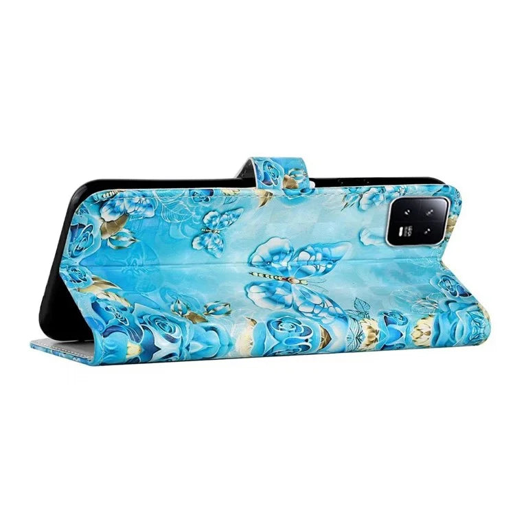 For Xiaomi 13 Case 3D Pattern Printing PU Leather Flip Folio Phone Cover