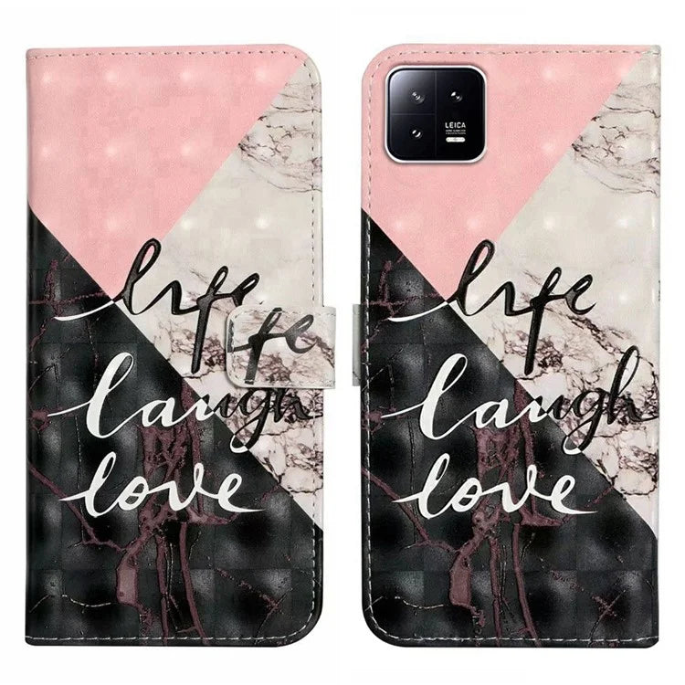 For Xiaomi 13 Case 3D Pattern Printing PU Leather Flip Folio Phone Cover