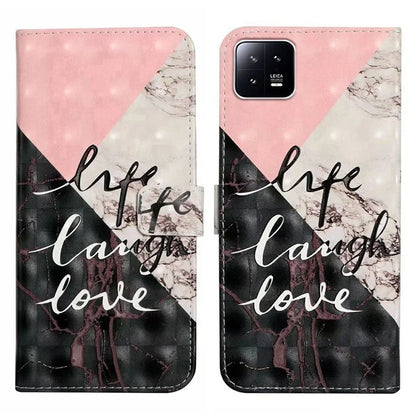 For Xiaomi 13 Case 3D Pattern Printing PU Leather Flip Folio Phone Cover