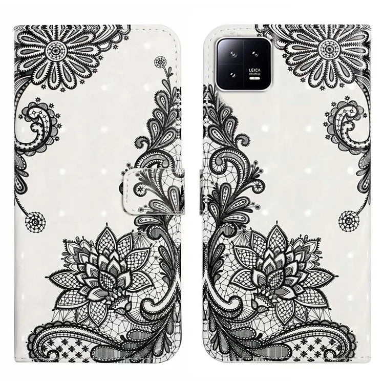 For Xiaomi 13 Case 3D Pattern Printing PU Leather Flip Folio Phone Cover