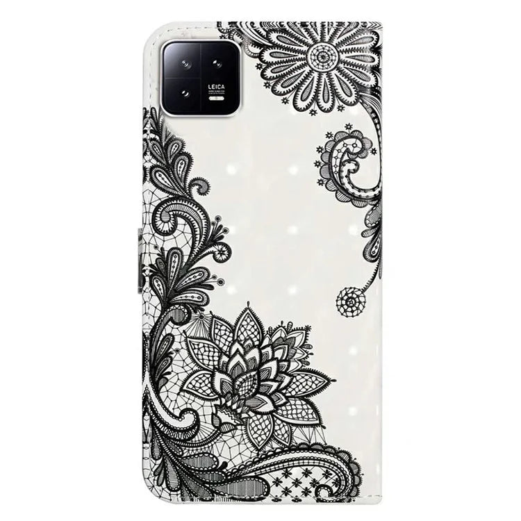 For Xiaomi 13 Case 3D Pattern Printing PU Leather Flip Folio Phone Cover