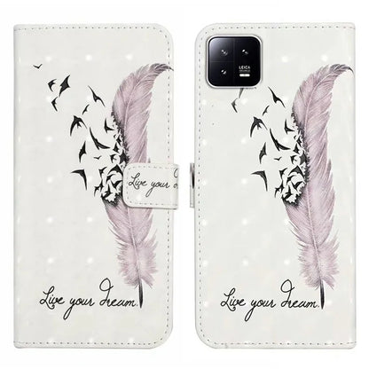 For Xiaomi 13 Case 3D Pattern Printing PU Leather Flip Folio Phone Cover