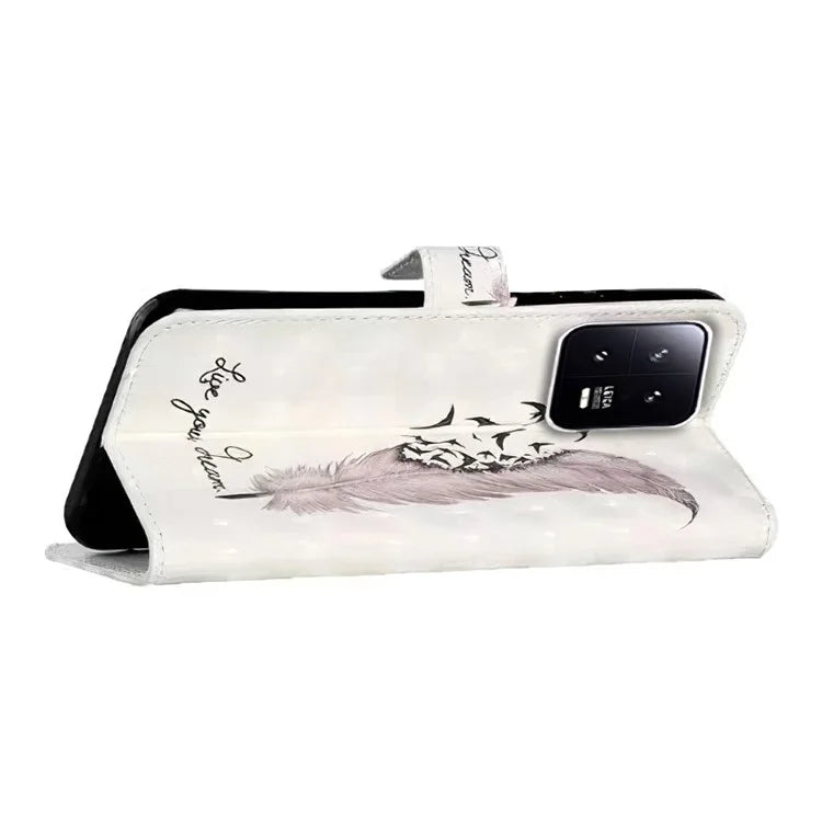 For Xiaomi 13 Case 3D Pattern Printing PU Leather Flip Folio Phone Cover