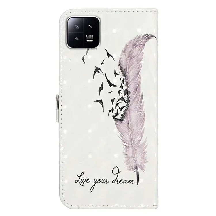 For Xiaomi 13 Case 3D Pattern Printing PU Leather Flip Folio Phone Cover