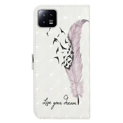 For Xiaomi 13 Case 3D Pattern Printing PU Leather Flip Folio Phone Cover