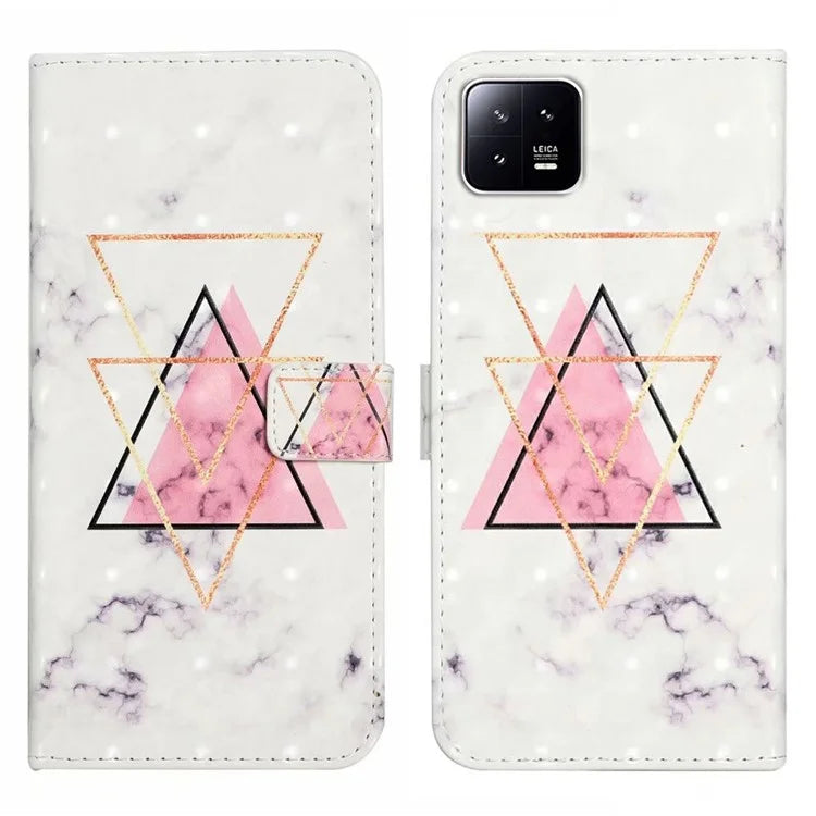 For Xiaomi 13 Case 3D Pattern Printing PU Leather Flip Folio Phone Cover