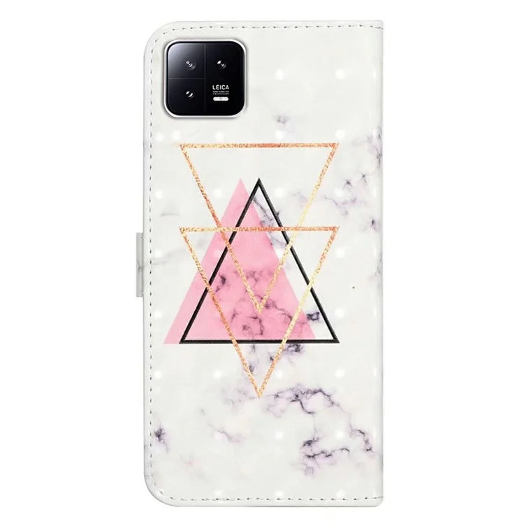 For Xiaomi 13 Case 3D Pattern Printing PU Leather Flip Folio Phone Cover