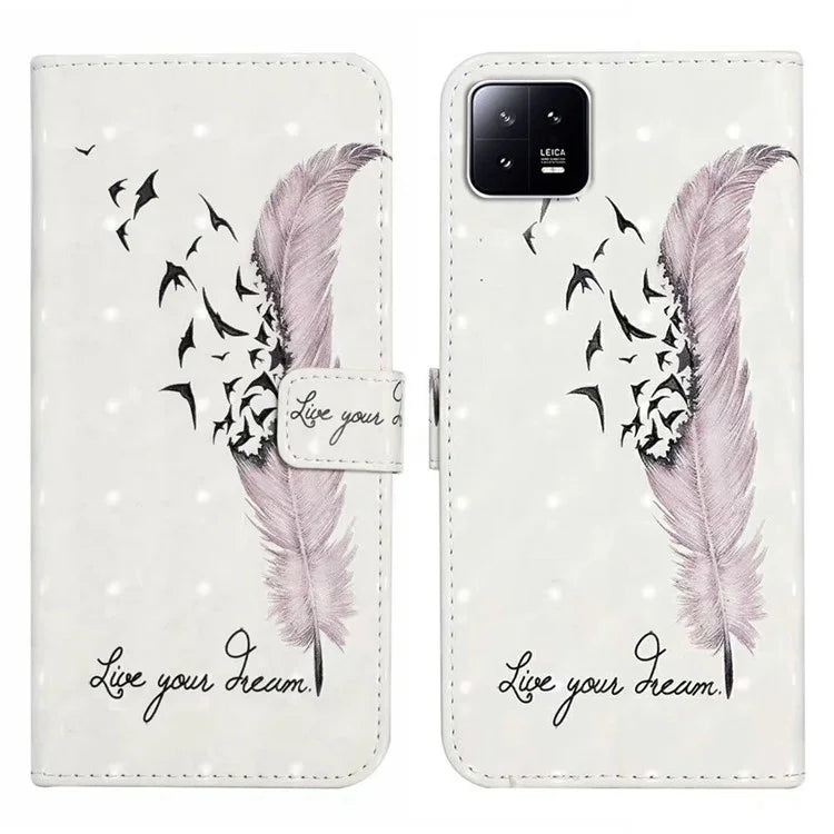 For Xiaomi 13 Pro 5G Case Flip Wallet 3D Pattern Printing PU Leather Phone Cover