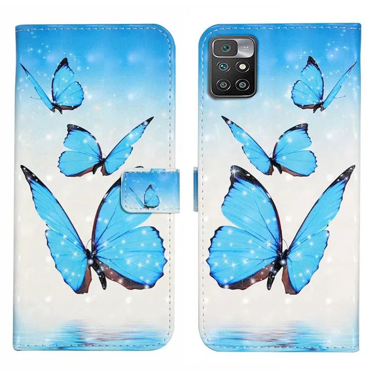 For Xiaomi Redmi 10 4G (2021) / Redmi 10 2022 4G / 10 Prime / Note 11 4G (MediaTek) Case 3D Pattern PU Leather Stand Cover