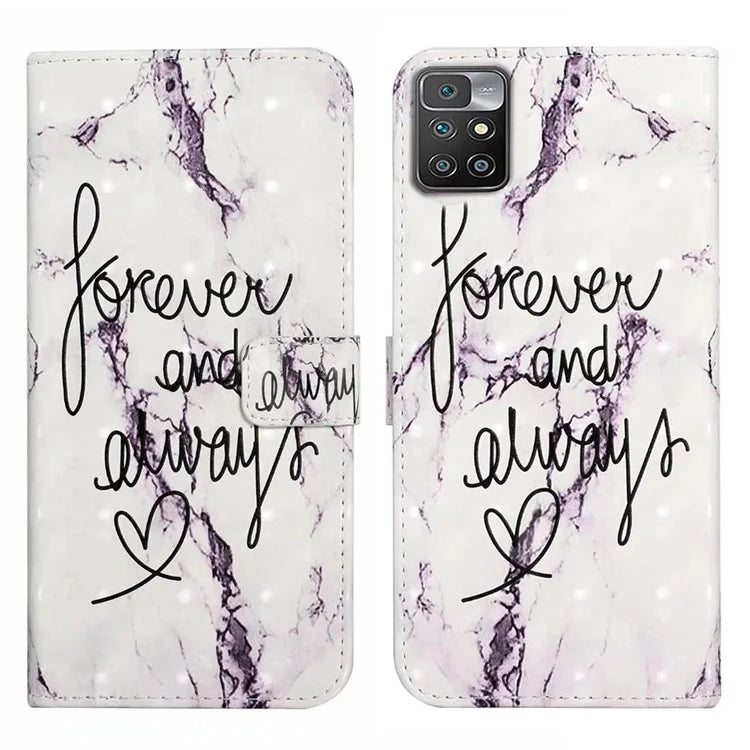 For Xiaomi Redmi 10 4G (2021) / Redmi 10 2022 4G / 10 Prime / Note 11 4G (MediaTek) Case 3D Pattern PU Leather Stand Cover