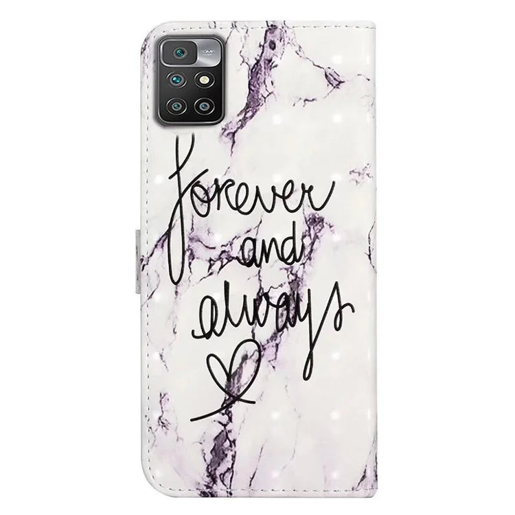 For Xiaomi Redmi 10 4G (2021) / Redmi 10 2022 4G / 10 Prime / Note 11 4G (MediaTek) Case 3D Pattern PU Leather Stand Cover