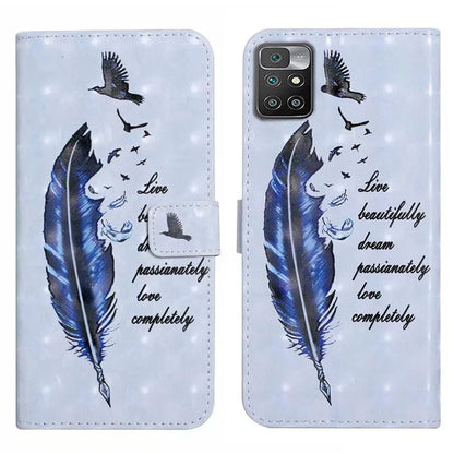 For Xiaomi Redmi 10 4G (2021) / Redmi 10 2022 4G / 10 Prime / Note 11 4G (MediaTek) Case 3D Pattern PU Leather Stand Cover