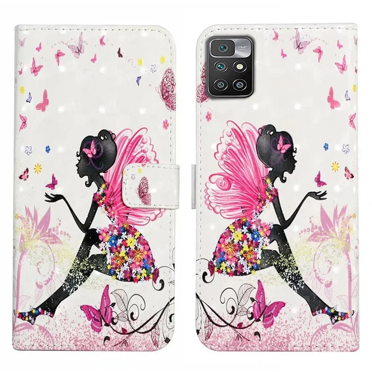 For Xiaomi Redmi 10 4G (2021) / Redmi 10 2022 4G / 10 Prime / Note 11 4G (MediaTek) Case 3D Pattern PU Leather Stand Cover