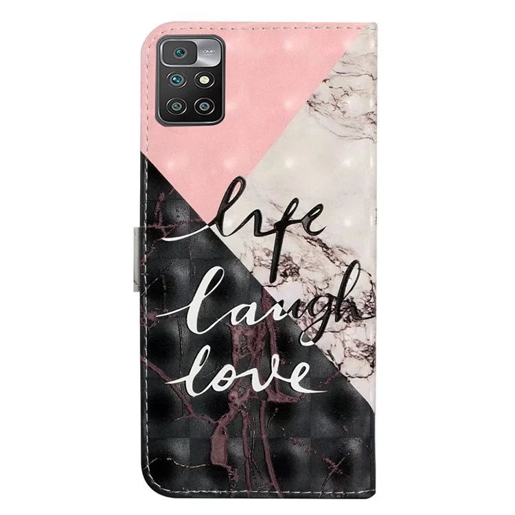 For Xiaomi Redmi 10 4G (2021) / Redmi 10 2022 4G / 10 Prime / Note 11 4G (MediaTek) Case 3D Pattern PU Leather Stand Cover