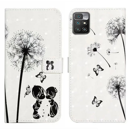 For Xiaomi Redmi 10 4G (2021) / Redmi 10 2022 4G / 10 Prime / Note 11 4G (MediaTek) Case 3D Pattern PU Leather Stand Cover