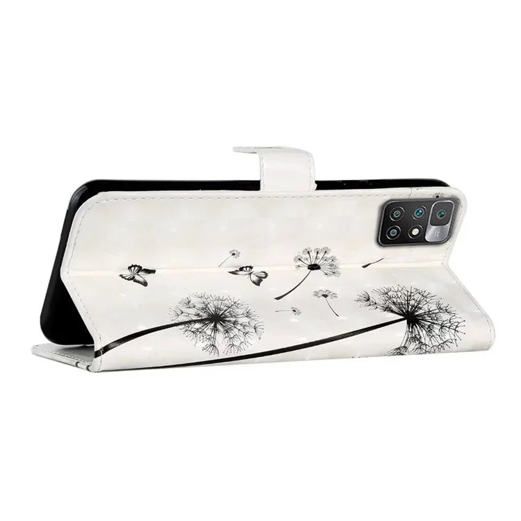 For Xiaomi Redmi 10 4G (2021) / Redmi 10 2022 4G / 10 Prime / Note 11 4G (MediaTek) Case 3D Pattern PU Leather Stand Cover