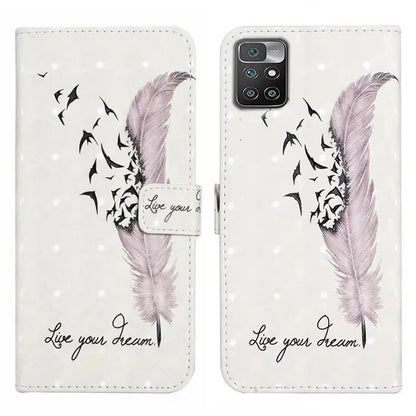 For Xiaomi Redmi 10 4G (2021) / Redmi 10 2022 4G / 10 Prime / Note 11 4G (MediaTek) Case 3D Pattern PU Leather Stand Cover