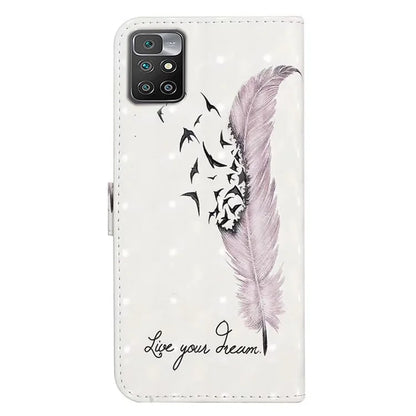 For Xiaomi Redmi 10 4G (2021) / Redmi 10 2022 4G / 10 Prime / Note 11 4G (MediaTek) Case 3D Pattern PU Leather Stand Cover
