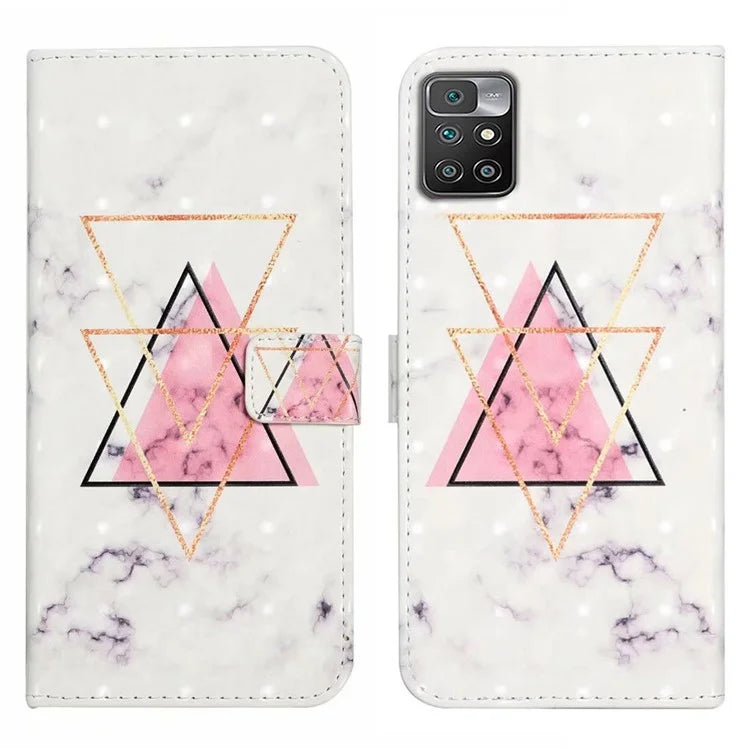For Xiaomi Redmi 10 4G (2021) / Redmi 10 2022 4G / 10 Prime / Note 11 4G (MediaTek) Case 3D Pattern PU Leather Stand Cover