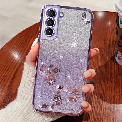 KADEM For Samsung Galaxy S21 4G / 5G Case TPU Glitter Phone Cover with Strap