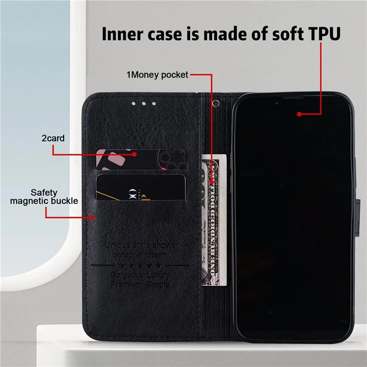 For Samsung Galaxy A15 4G Case Solid Color Phone Stand Cover PU Leather Wallet Shell