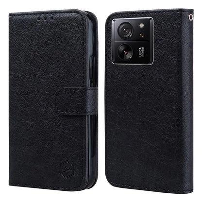 Cell Phone Stand Cover for Xiaomi 13T / 13T Pro / Redmi K60 Ultra Solid Color PU Leather Wallet Case